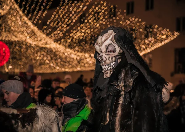 Villach Austria December 2022 Traditional Krampuslauf Devil Parade Masks Krampus — Stock Photo, Image