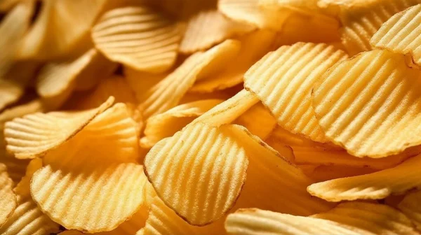 Finom Ropogós Chips Snack Tapéta Textúra Zsíros Egészségtelen Táplálkozás Gyorsétterem — Stock Fotó