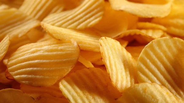 Köstliche Knusprige Kartoffelchips Snack Tapete Textur Fett Ungesunde Ernährung Fastfood — Stockfoto