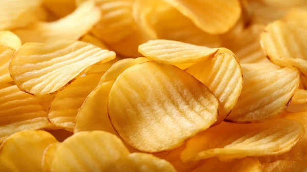 Finom Ropogós Chips Snack Tapéta Textúra Zsíros Egészségtelen Táplálkozás Gyorsétterem — Stock Fotó