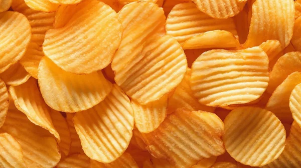 Köstliche Knusprige Kartoffelchips Snack Tapete Textur Fett Ungesunde Ernährung Fastfood — Stockfoto