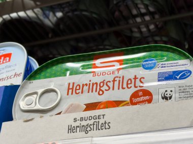 Dolapta domates soslu konserve balık filetosu var..