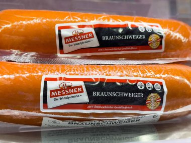 Braunschweiger sosis ambalajı: kalite mühürlü messner marka.