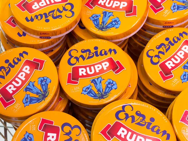 Enzian rupp peynir kutuları mavi çiçek tasarımı.