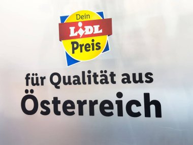 Avusturyalı kalitesini vurgulayan Lidl logosu ve Almanca metin.