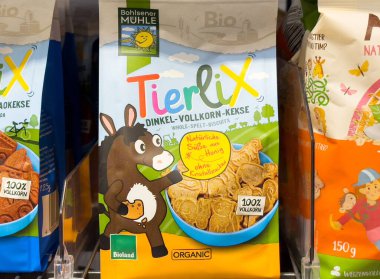 Eşek resimli organik tierlix tüm hecelenen bisküviler depoda.