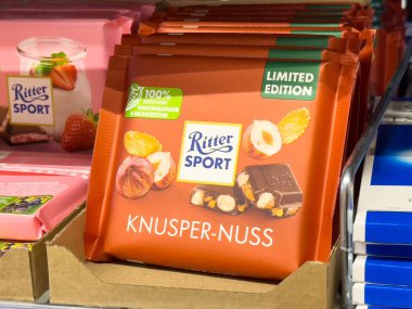 Sınırlı sayıda üretilmiş ritter spor knusper-nuss çikolata ekran.