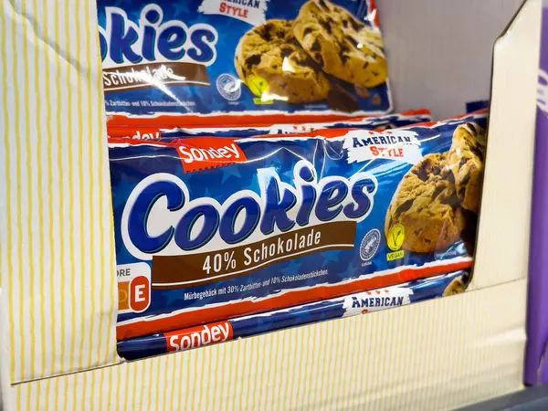 Sondey kurabiyeleri ambalajı% 40 çikolatalı Amerikan usulü atıştırmalık.