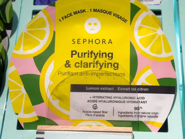 Sephora limon özü yüz maskesi, hidratlaştırıcı hiyalüronik asit ve akasya bazlı lif..