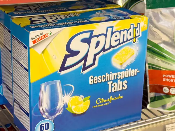 Muhteşem bulaşık makinesi tabletleri narenciye taze köpüklü cam paket tasarımı.