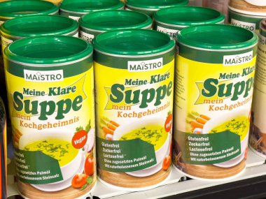 Glütensiz vegan çorba konserveleri, sebze malzemeleri ve markalaşma..