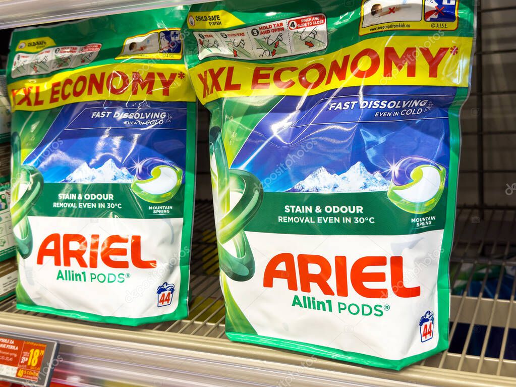 Ariel allin1 pods xxl economy pack on store shelf.
