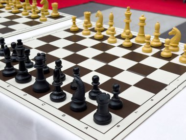 Açık havada siyah ve beyaz taşlarla rekabetçi satranç oyunu..