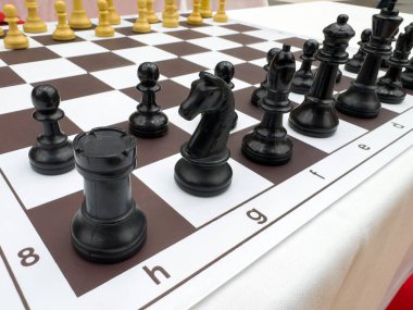 Satranç taşları gemide bir sonraki hamle için stratejik konumlandırma gösteriliyor.