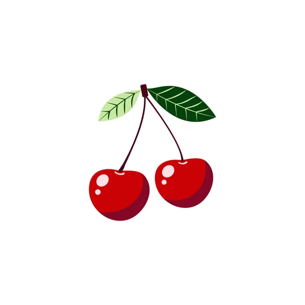 Vector Cherry Illustration Isolated White Background Cartoon Style Icon — Stock Vector