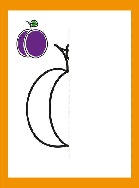 Zeichnen Sie Eine Zeichnung Pflaume Obst Beere Vektorbild Entwicklung Von — Stockvektor