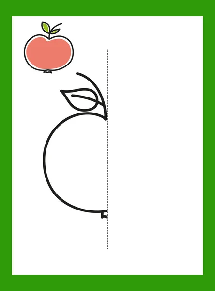 Zeichnen Sie Eine Zeichnung Apfel Obst Vektorbild Entwicklung Von Kindern — Stockvektor
