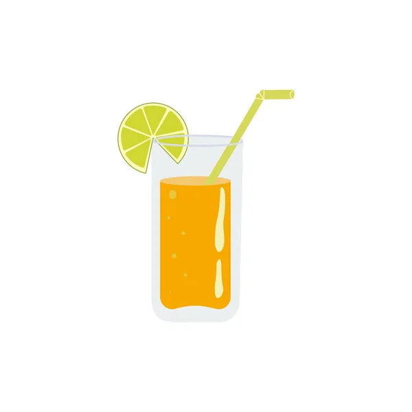 Grafisk Vektorbild Apelsinjuice Ett Glas Med Ett Sugrör — Stock vektor