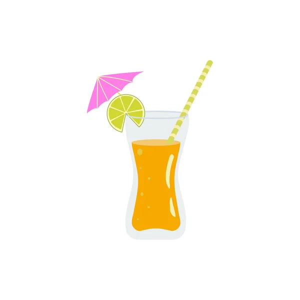 Graphic Vector Image Orange Juice Glass Straw — Stock Vector