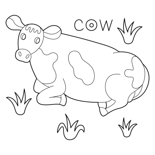 Krowa Kolorowanki Dla Dzieci Ilustracja Wektora Zwierzęta — Wektor stockowy