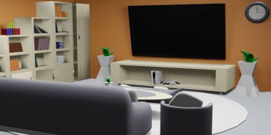 Bir sürü oda araçlı 3D oda tasarımı