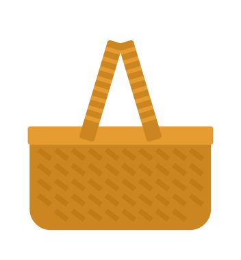 Hasır ve söğüt piknik sepeti. Vektör illüstrasyonu