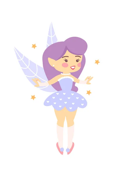 Cute Cartoon Childish Fairy Characters Vector Illustration — Stock Vector