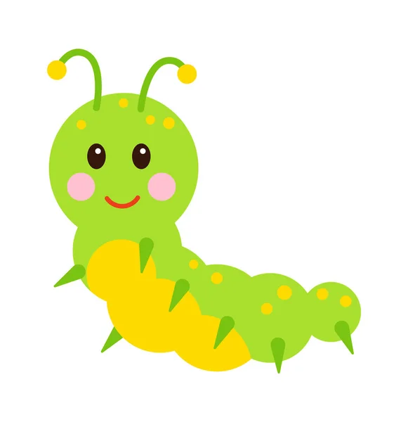 Tecknad Caterpillar Barnslig Insekt Vektorillustration — Stock vektor