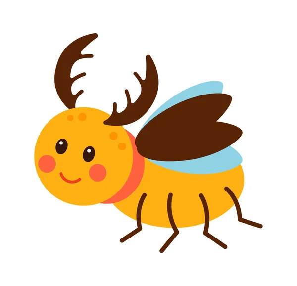 Besouro Veado Desenhos Animados Childish Insect Ilustração Vetorial —  Vetores de Stock