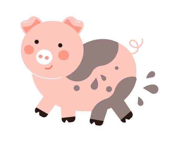 Karikaturenschwein Nutztiere Vektorillustration — Stockvektor