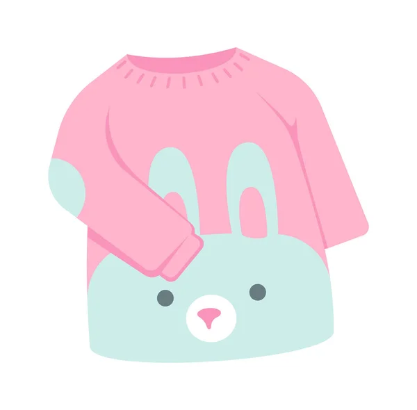 Baby Pullover Mit Niedlichem Kaninchen Vektorillustration — Stockvektor