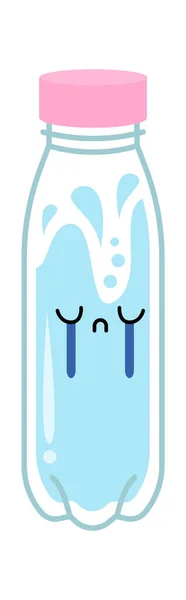 Мультяшний Персонаж Плаче Пляшку Води Векторні Ілюстрації — стоковий вектор