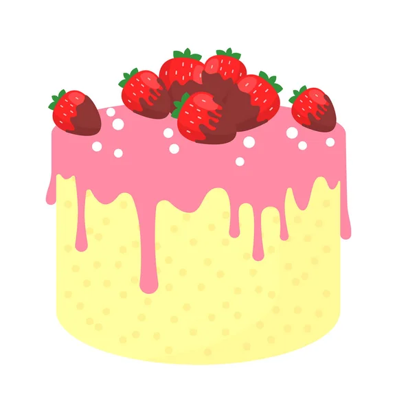 Γλυκό Φαγητό Για Τούρτα Φράουλα Εικονογράφηση Διανύσματος — Διανυσματικό Αρχείο
