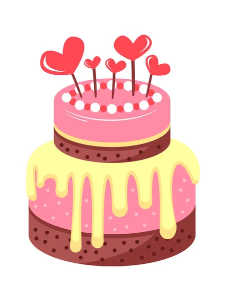 Birthday Cake Hearts Vector Illustration — Stock Vector