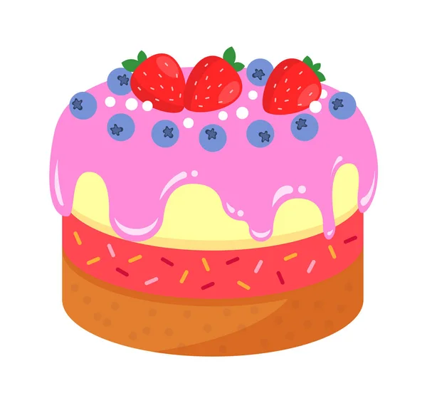 Torta Bacche Compleanno Illustrazione Vettoriale — Vettoriale Stock