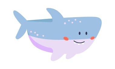 Şirin Köpekbalığı Çocuksu Tasarımı. Vektör illüstrasyonu