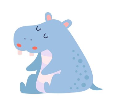 Tatlı hipopotam çocuk tasarımı. Vektör illüstrasyonu