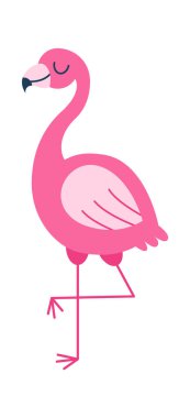 Şirin flamingo çocuksu çizgi film hayvanı. Vektör illüstrasyonu