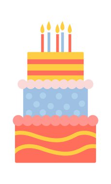 Doğum günü pastası Çocuk Tasarımı. Vektör illüstrasyonu