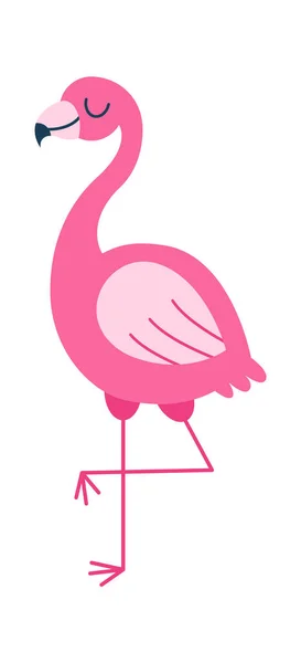 Cute Flamingo Childish Cartoon Animal Vector Illustration — Stock Vector