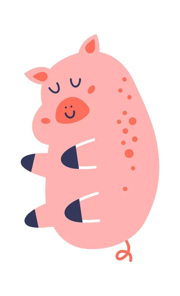Bonito Porco Animal Design Infantil Ilustração Vetorial — Vetor de Stock
