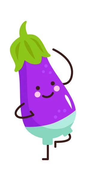 Cartoon Eggplant Vegetable Icon Healthy Food Vector Illustration — Stock Vector