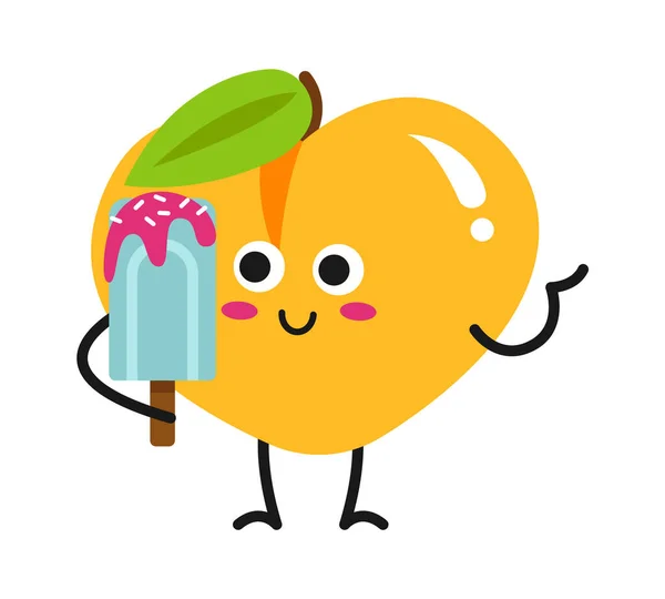 Cartoon Apricot Ice Cream Vector Illustration — Stock Vector