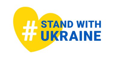 Ukrayna 'nın Kalbi sembolünün yanında dur. Vektör illüstrasyonu