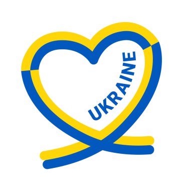 Ukrayna bayrağı renginde kalp sembolü. Vektör illüstrasyonu