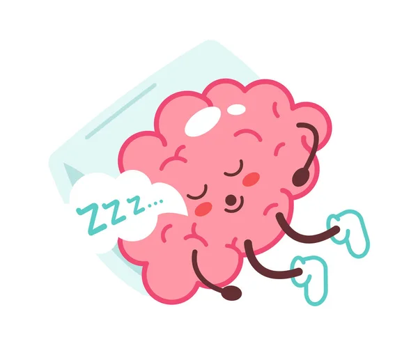 Cerebro Dibujos Animados Dormido Ilustración Vectorial — Vector de stock