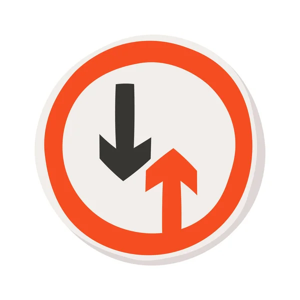 Verkehrszeichen Flach Symbol Vorfahrt Für Gegenverkehr — Stockvektor