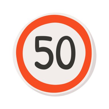 Otomobiller için sınırlı hız düz simge yol işareti bilgileri