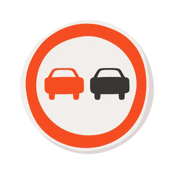 Знак Дорожного Знака Плоский Обгон Запрещенной Информации Автомобиля — стоковый вектор