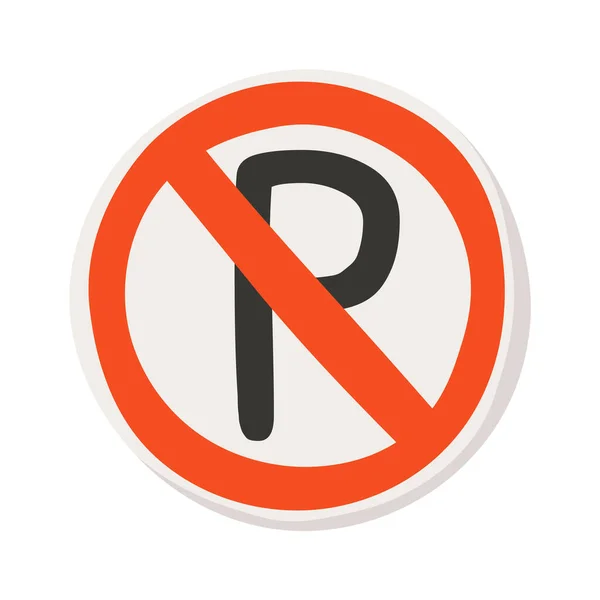 Proibizione Cartelli Stradali Icona Piatta Nessun Parcheggio — Vettoriale Stock